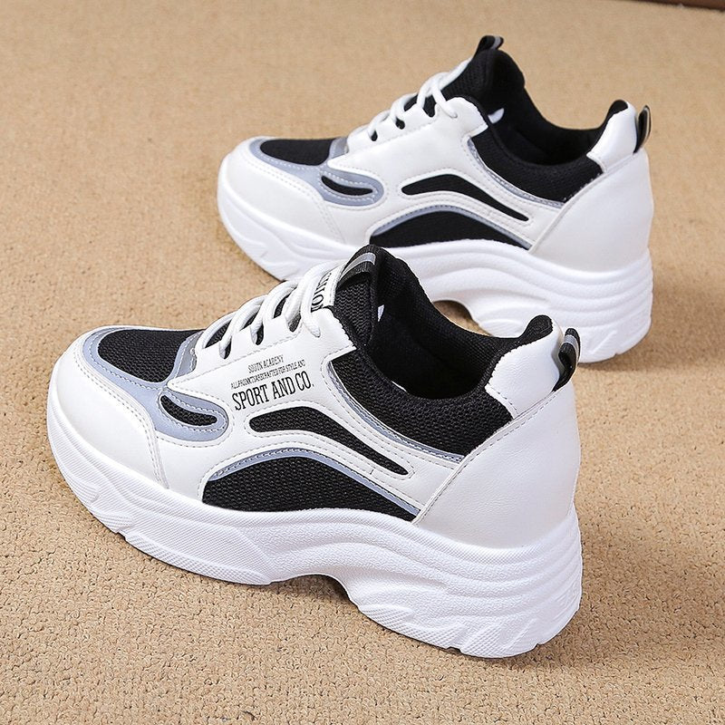 Damen Sportliche Sneakers mit hoher Sohle und atmungsaktiver Mesh-Oberfläche EB