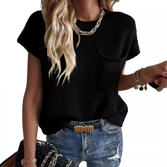 Damen Kurzarm Stricktop EB