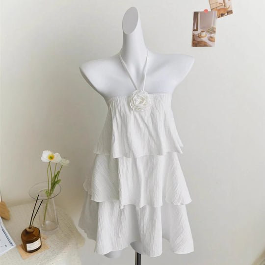 Damen luftiges Strandkleid mit Rüschendetails EB