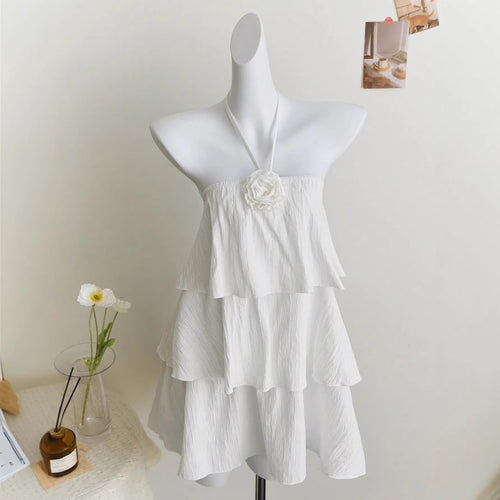 Damen luftiges Strandkleid mit Rüschendetails EB