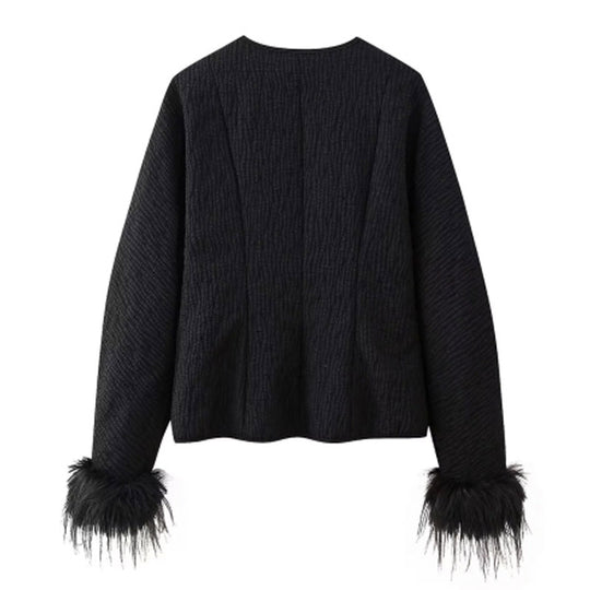 Damen Jacke mit Volantdetails und plissierter Struktur EB