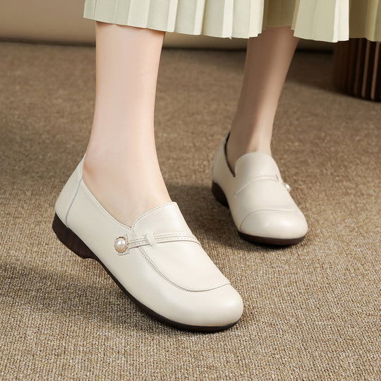 Damen Elegante Mokassins mit geschmackvollem Perlenschnalle EB