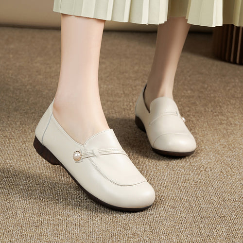 Damen Elegante Mokassins mit geschmackvollem Perlenschnalle EB