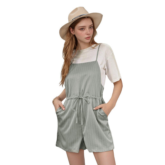 Damen Jumpsuit mit schicker Streifenoptik und verstellbarem Taillenzug EB