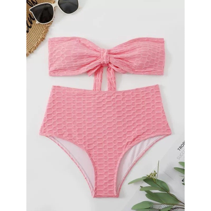 Damen Hochgeschnittener Bikini mit stylischem Knotendetail EB
