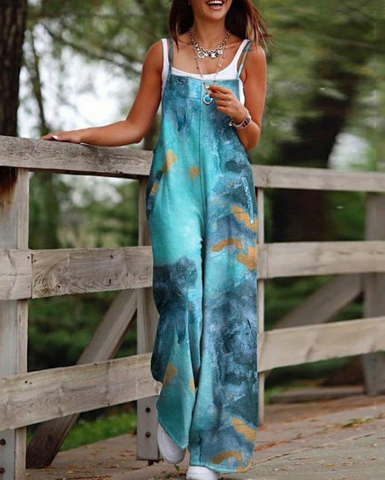 Damen Maxikleid mit verspieltem Ethno-Muster und breiten Trägern EB