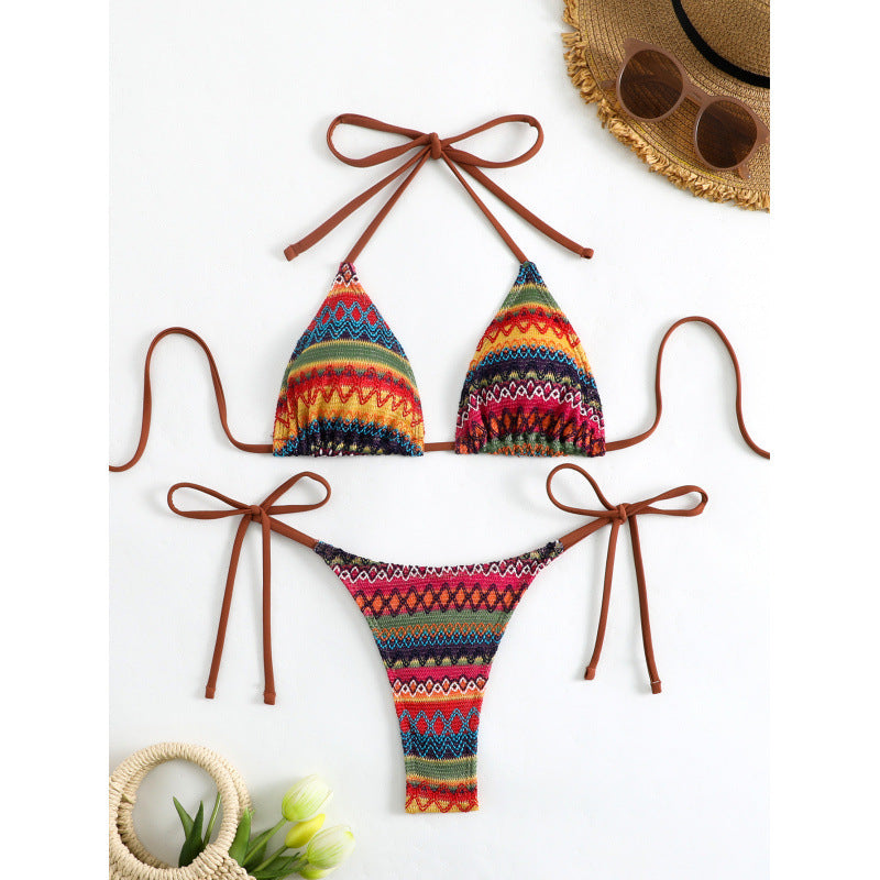 Damen Triangel-Bikini mit aufregendem Ethno-Muster EB