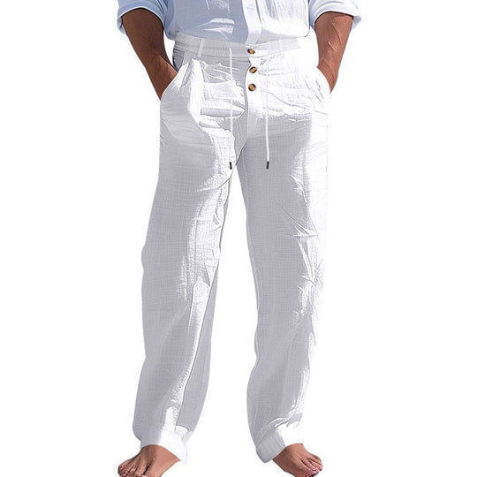 Herren lässige Hose mit hohem Bund und bequemen Taschen EB