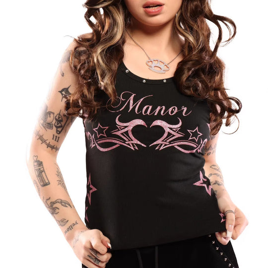Damen Trendiges Tanktop mit Glitzerdesign EB