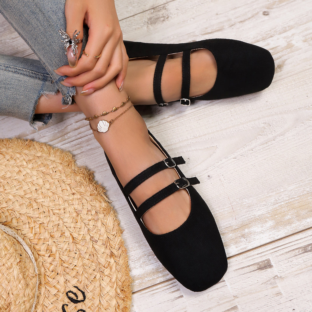 Damen spitze Ballerinas mit doppelt verstellbaren Riemchen EB