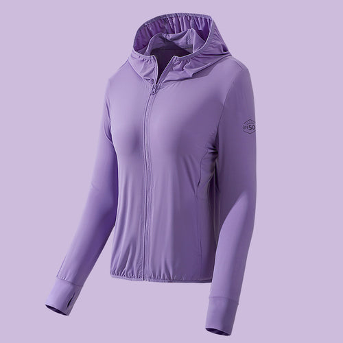 Damen leichte Kapuzenjacke mit Sonnenschutz und Stretchgewebe EB