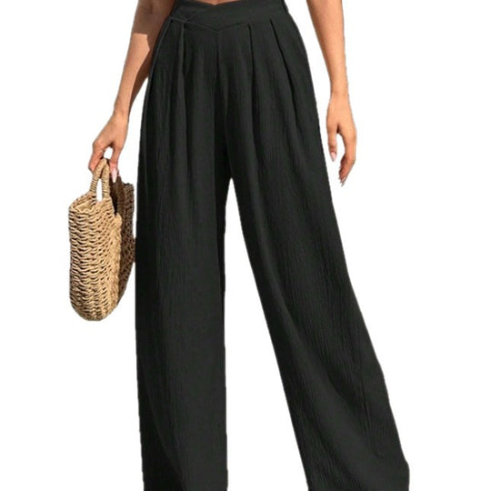 Damen weite Stoffhose mit eleganter Bundfaltenführung EB