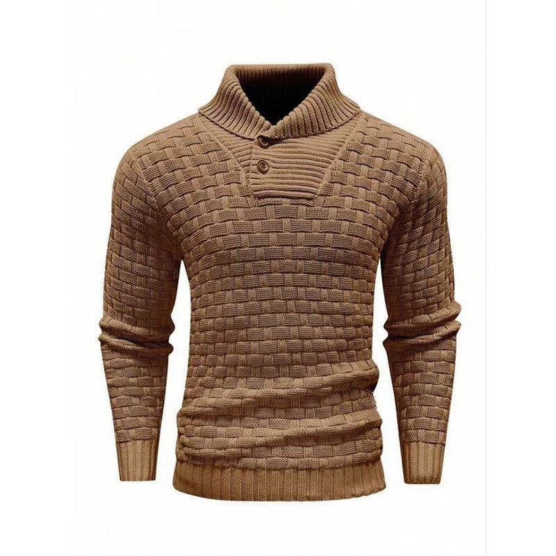 Herren Strickpullover mit Strukturiertem Muster und Modernem Stehkragen EB