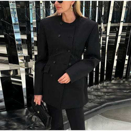 Damen Eleganter Tailored Blazer mit schickem Doppelkknopfverschluss EB