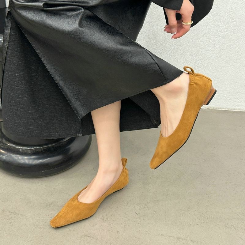 Damen Elegante Ballerinas mit spitzem Zehenbereich und feiner Velours-Oberfläche EB
