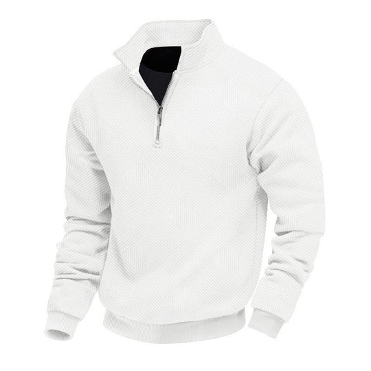 Herren Stepppullover mit halbem Reißverschluss und strukturiertem Design EB