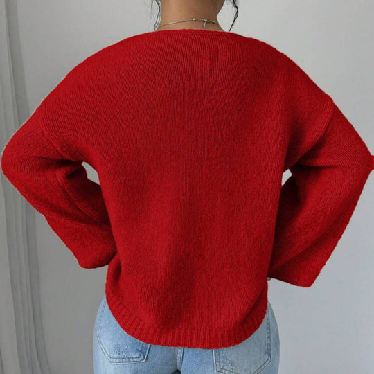 Damen Oversized Strickpullover mit dekorativem Schnürdetail EB