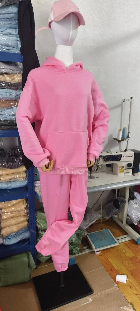 Damen nan Oversize-Kapuzenpullover mit Raglanärmeln, Kängurutasche und weichem Fleece-Innenfutter EB