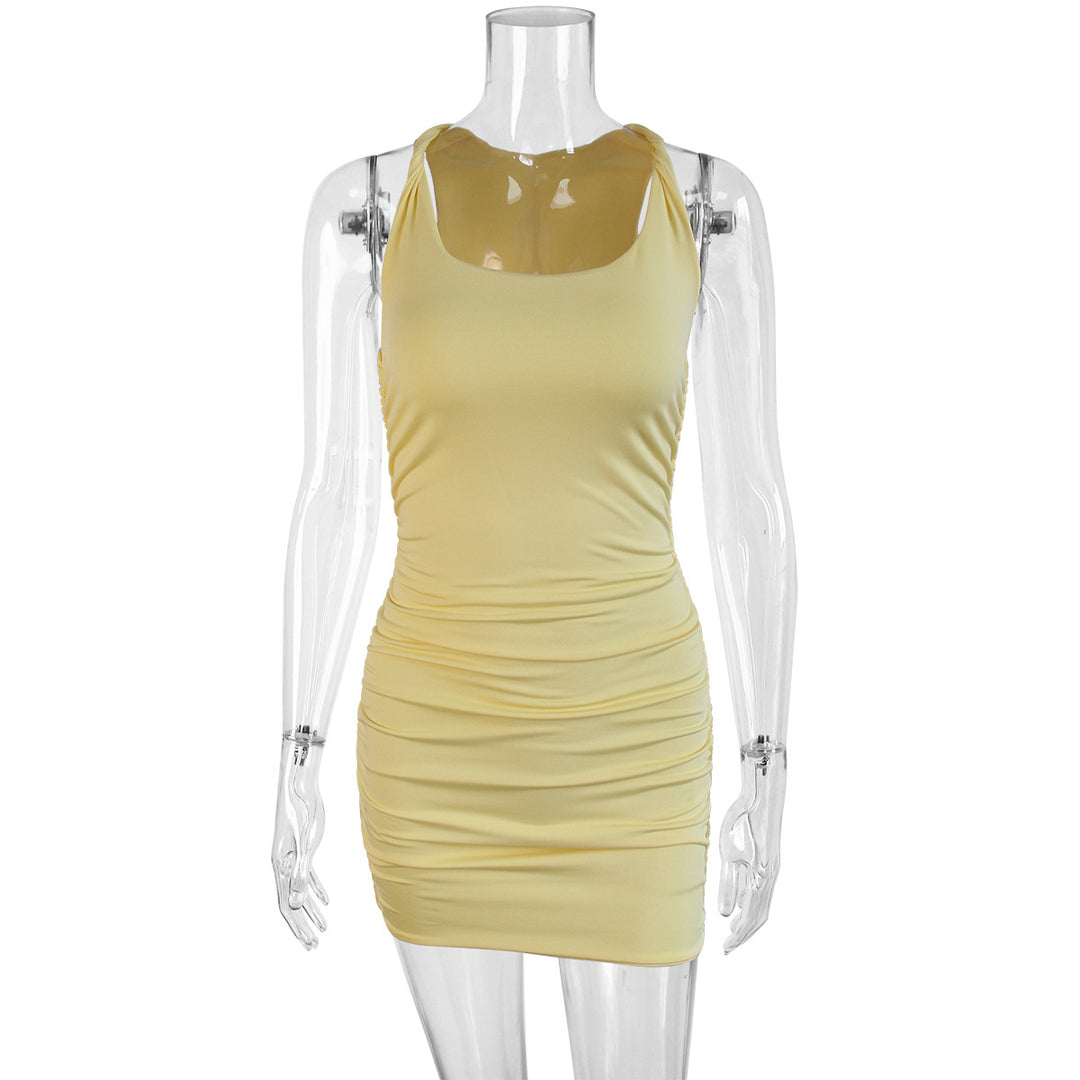 Damen Figurbetontes Sommerkleid mit verstellbaren Trägern und Raffungen EB