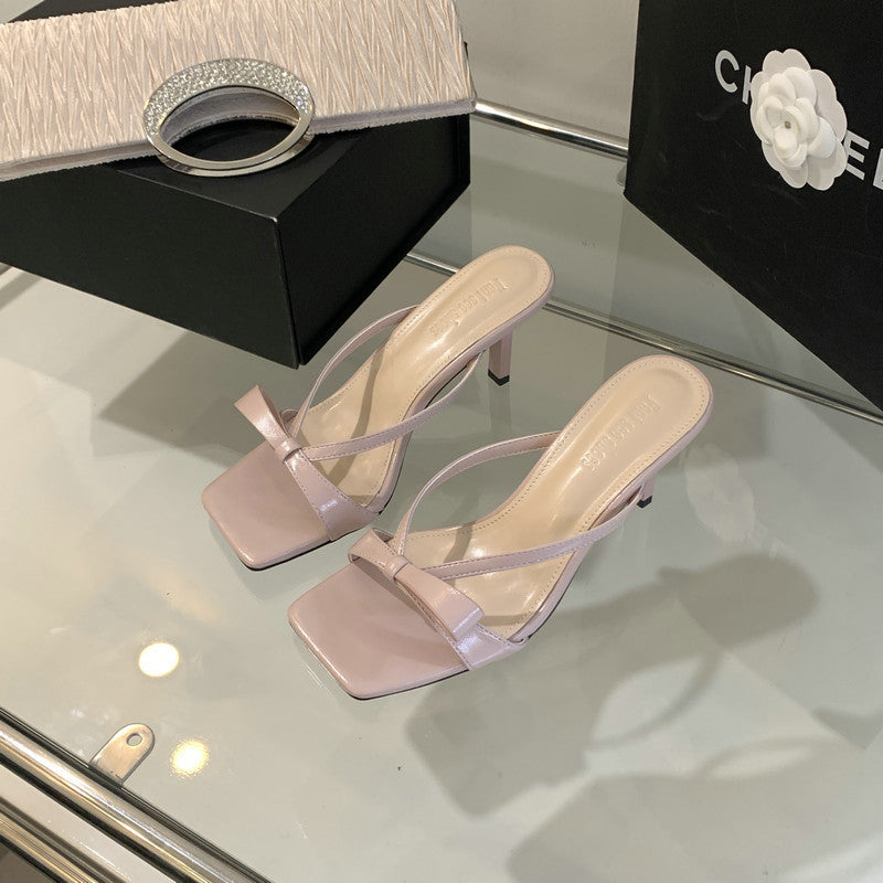 Damen Sling-Sandalen mit schmalen Riemen und eleganter Schleife EB