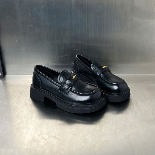 Damen Bequeme Loafers mit klobiger Sohle und eleganter Schnalle EB