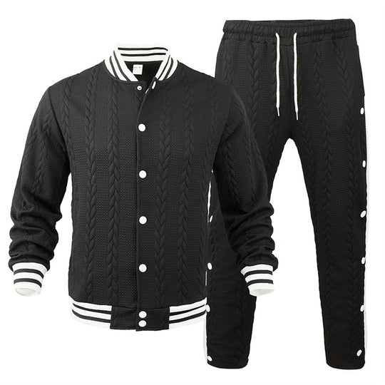 Herren Sportswear-Bomberjacke mit strukturiertem Design und Kontraststreifen EB