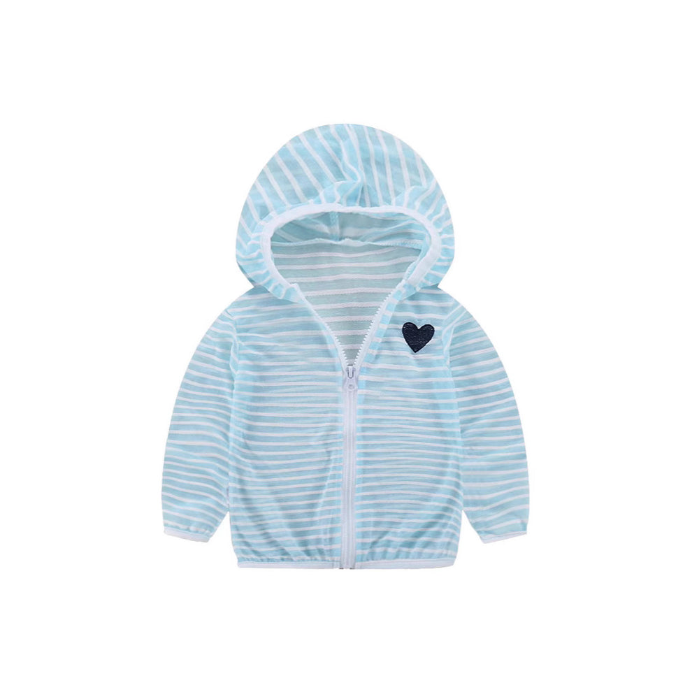 Unisex nan leichte gestreifte Kapuzenjacke mit Reißverschluss für Babys und Kleinkinder EB
