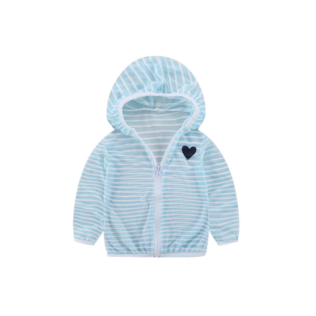 Unisex nan leichte gestreifte Kapuzenjacke mit Reißverschluss für Babys und Kleinkinder EB