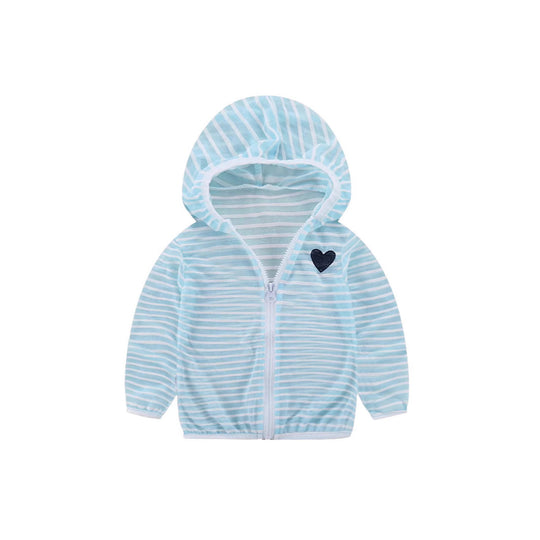 Unisex nan leichte gestreifte Kapuzenjacke mit Reißverschluss für Babys und Kleinkinder EB