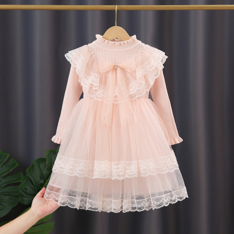 Mädchen Festliches Kleid mit Rüschenkragen und Tüllrock EB