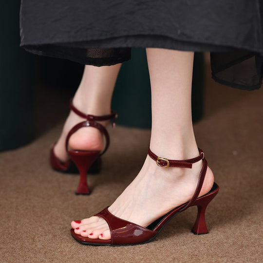 Damen elegante High Heels Sandalen mit transparenten Riemen EB