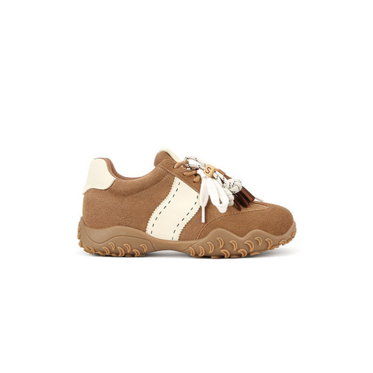 Damen Sportliche Schnürschuhe aus Wildleder mit dekorativen Quasten und rutschfester Sohle EB