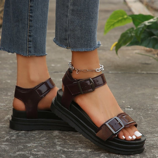 Damen Plattform-Sandalen mit verstellbaren Schnallen EB
