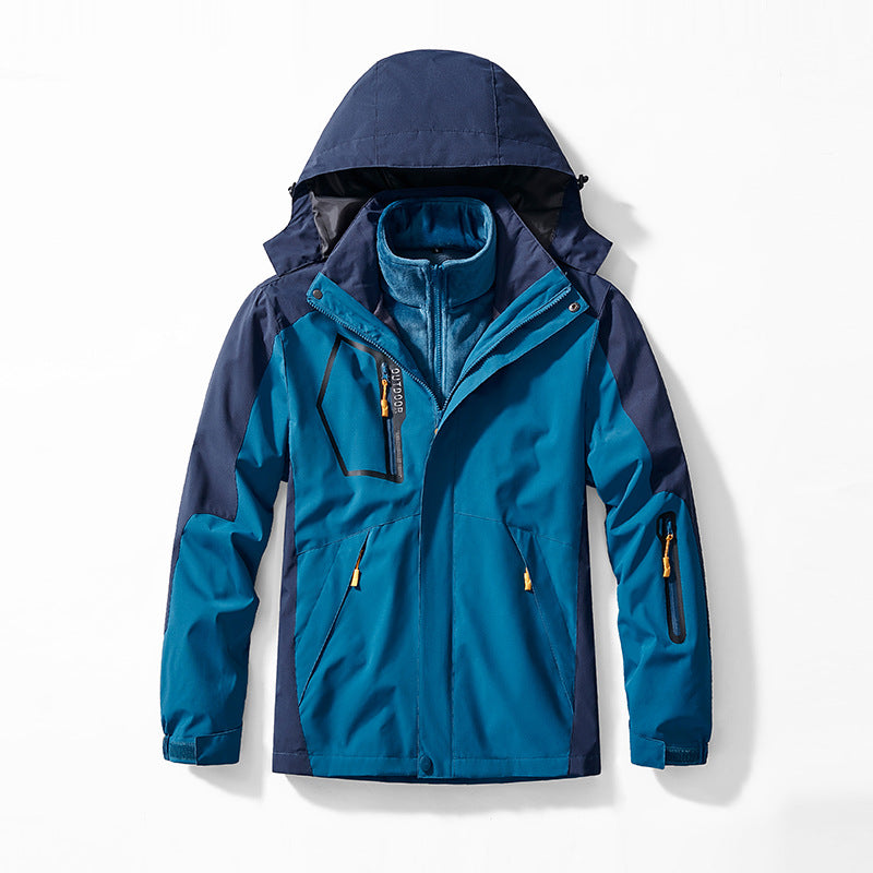 Herren dreiteilige Softshell- und Fleece-Outdoorjacke mit wasserdichter Membran und Kapuze EB