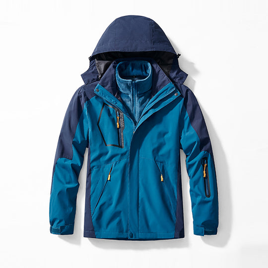 Herren dreiteilige Softshell- und Fleece-Outdoorjacke mit wasserdichter Membran und Kapuze EB