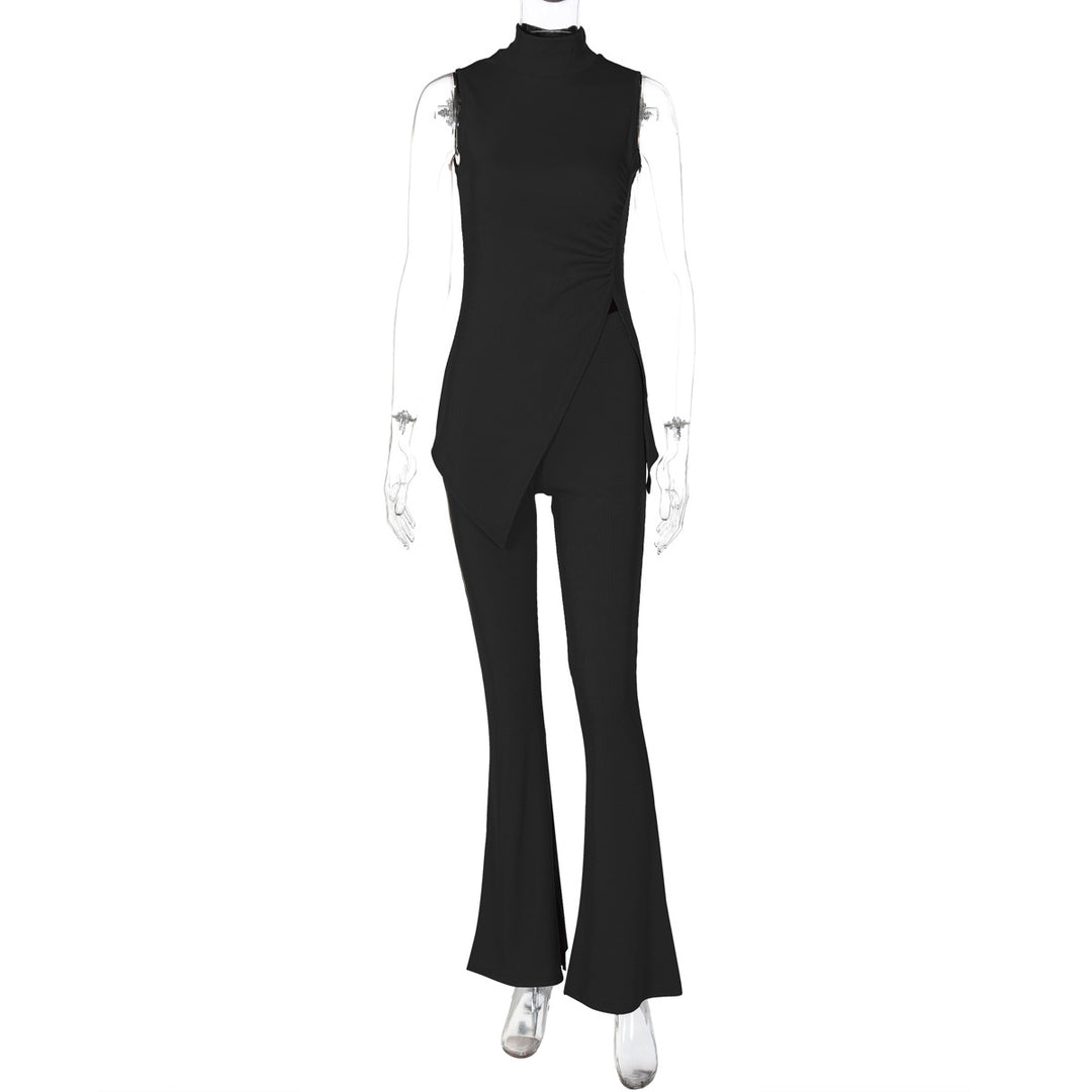 Damen elegant geschnittenes Einteiler-Set mit asymmetrischem Design und Stehkragen EB