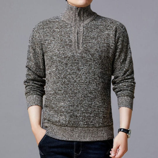 Herren Strickpullover mit modernem Stehkragen und strukturierter Oberfläche EB