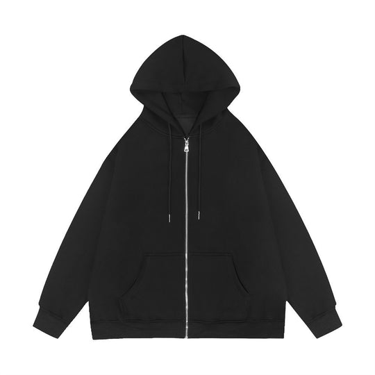 Unisex nan lässige Kapuzenjacke mit robustem Metall-Reißverschluss doppellagiger Kapuze und tiefen Känguru-Eingrifftaschen EB