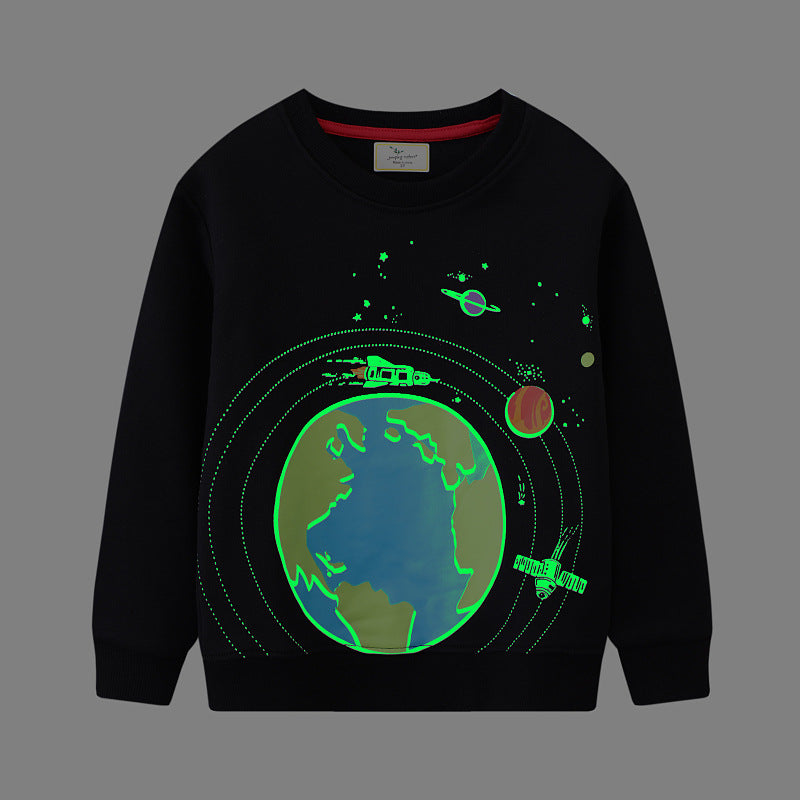 Kinder Sweatshirt mit leuchtendem Weltraum-Design EB