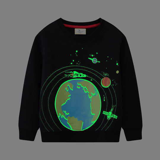 Kinder Sweatshirt mit leuchtendem Weltraum-Design EB