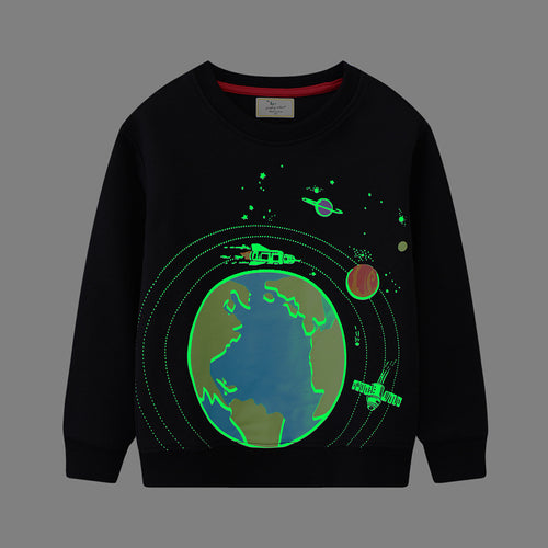 Kinder Sweatshirt mit leuchtendem Weltraum-Design EB