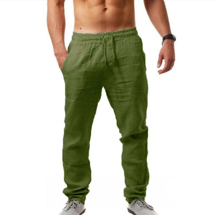 Herren nan leichte Leinenhose mit elastischem Bund tapered Schnitt EB