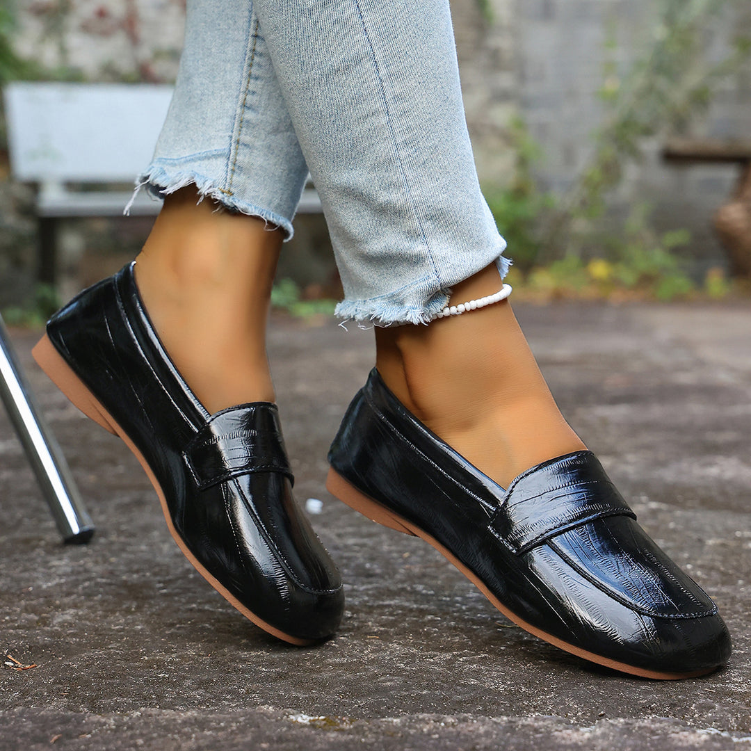 Damen Mokassin-Loafers mit modischer Oberflächenstruktur und weichem Fußbett EB