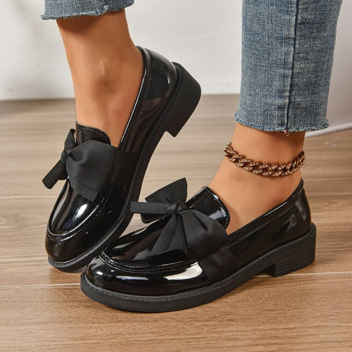 Damen elegante Mokassins mit dekorativem Schleifenakzent EB