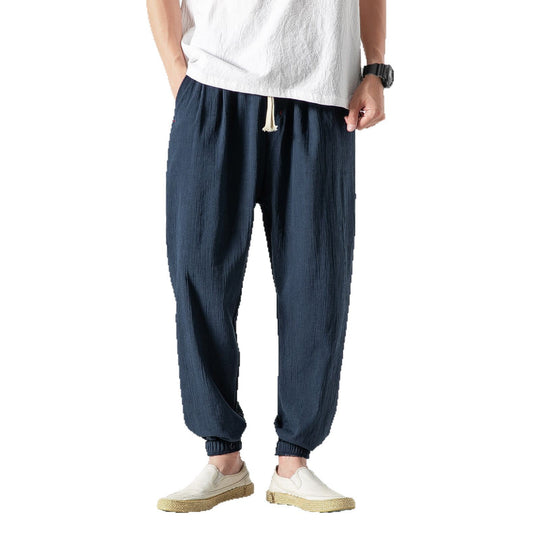 Herren nan leichte Leinenhose mit Tunnelzug und elastischen Bündchen EB