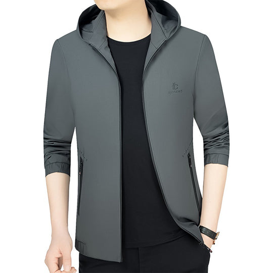 Herren Kapuzen-Softshelljacke mit wind- und wasserabweisender Membran und Reißverschlusstaschen EB