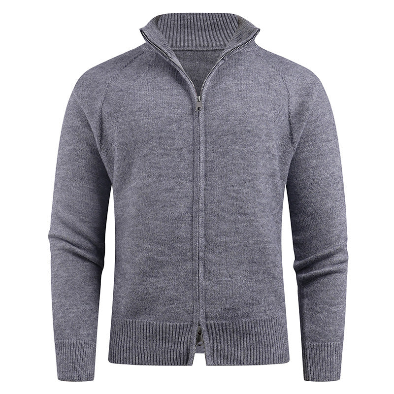 Herren hochwertige Strickjacke mit modernem Reißverschluss und hochgezogenem Kragen EB