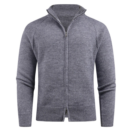 Herren hochwertige Strickjacke mit modernem Reißverschluss und hochgezogenem Kragen EB