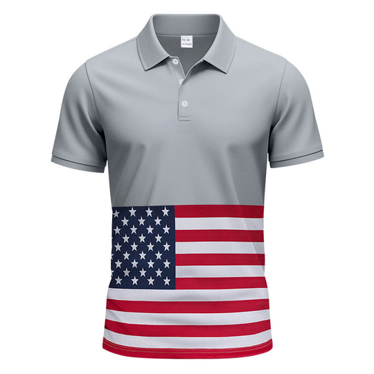 Herren Poloshirt mit einzigartigem Flaggenmotiv und moderner Passform EB