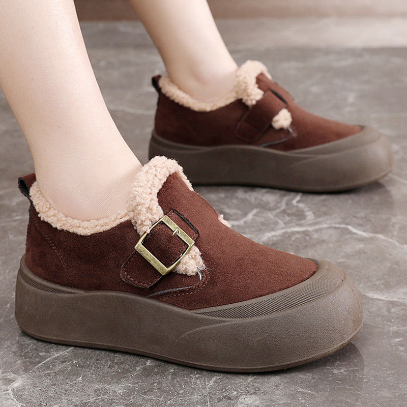 Damen Flauschige Slipper mit praktischer Schnalle EB